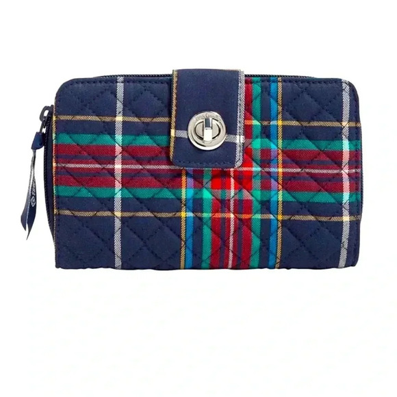 NWT Vera Bradley RFID Turnlock Wallet - Tartan Plaid - Picture 1 of 10